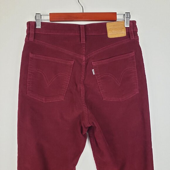 Levi's Premium Ribcage Flare Corduroy Pants Retro 70s Burgundy Button Fly 29 - Picture 5 of 9